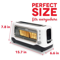 Dash Bread toaster 2 Slice with Extra Wide Slot | 1100W Pop up toaster 2 slices Automatic | 7 Browning Levels with Defrost & Reheat | Removable Crumb Tray | White