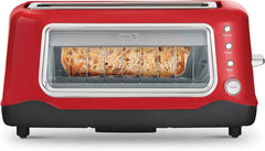 Dash Pop Up Bread Toaster (Red) with Wide Slot for any bread- Sourdough, Multigrain, Bagel | 7 Browning Levels with Defrost & Reheat, Removable Crumb Tray | inc. 1 year WARRANTY | 1100 W