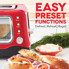 Dash Pop Up Bread Toaster (Red) with Wide Slot for any bread- Sourdough, Multigrain, Bagel | 7 Browning Levels with Defrost & Reheat, Removable Crumb Tray | inc. 1 year WARRANTY | 1100 W