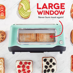 Dash Bread toaster 2 Slice with Extra Wide Slot | 1100W Pop up toaster 2 slices Automatic | 7 Browning Levels with Defrost & Reheat | Removable Crumb Tray | Aqua 1100 Watts