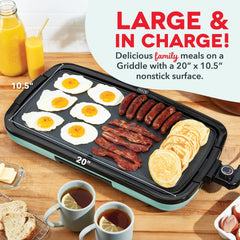 Dash Electric Pan- Aqua (Griddle- Aqua) - 1500 Watts, 31.75 Cm, 57.9 Cm