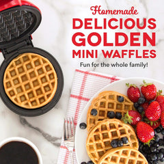 Dash Mini Waffle Maker Machine 350W | No.1 in USA Waffle Machine | Waffle iron with Non Stick, Dual Side Plate | 4 inch mini waffle maker for home & Kids (Aqua) (Red)